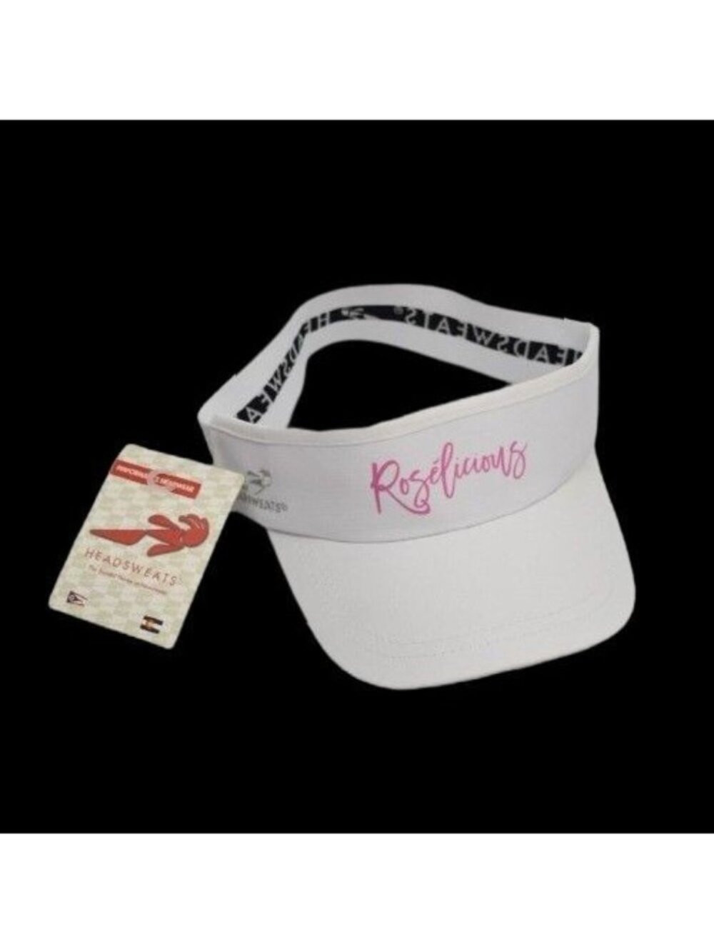 Headsweats Womens Visor White With Rosélicious Pink Logo Hat Cap